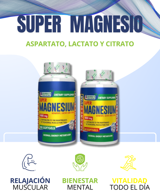 Super Magnesio (Aspartato, lactato y citrato)